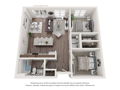 a 3d floor plan of a house with a bedroom